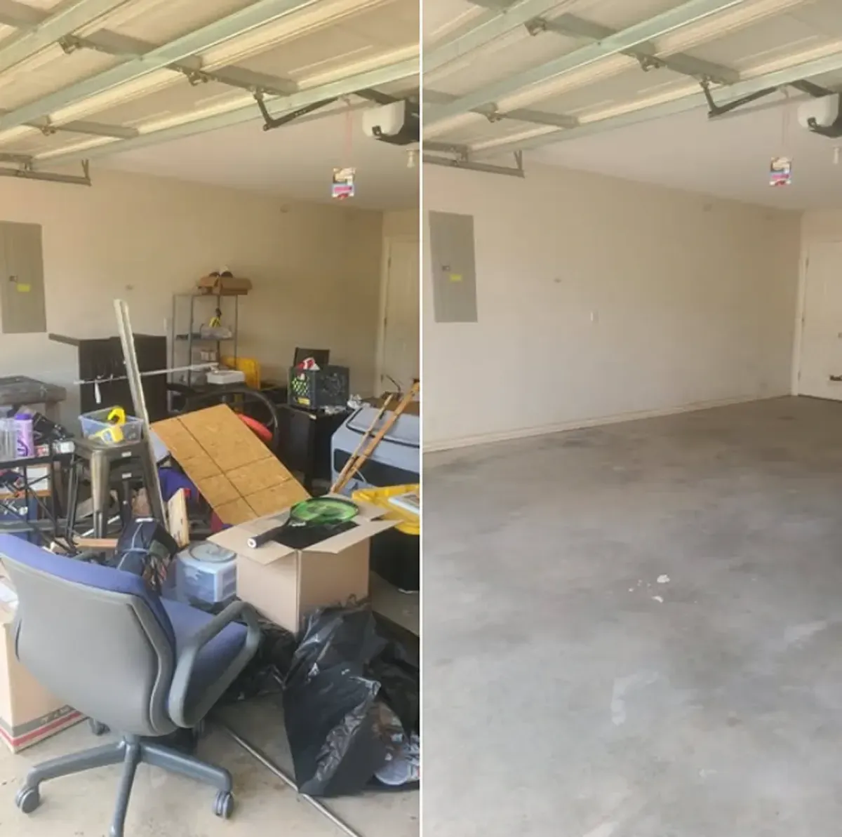 An overcrowded garage before a Chums Junk Removal cleanout