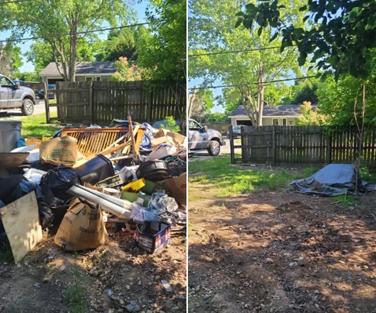 A junk load being hauled off, illustrating when junk removal is worth it versus DIY
