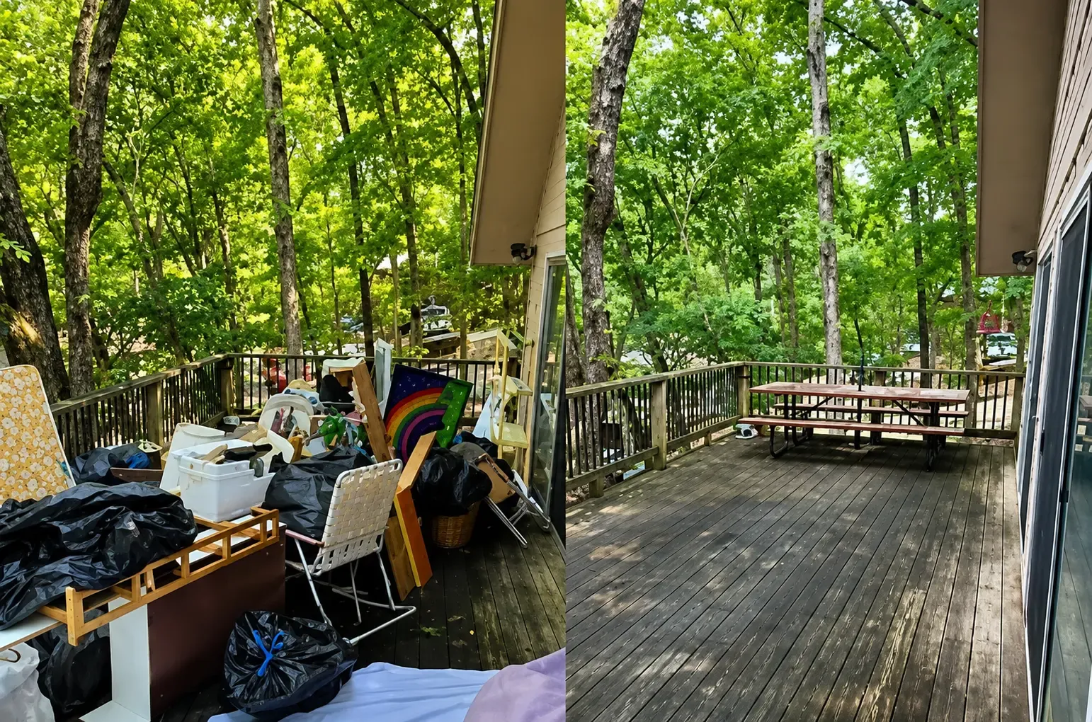 Household junk staged for removal, weighing DIY versus hiring a professional