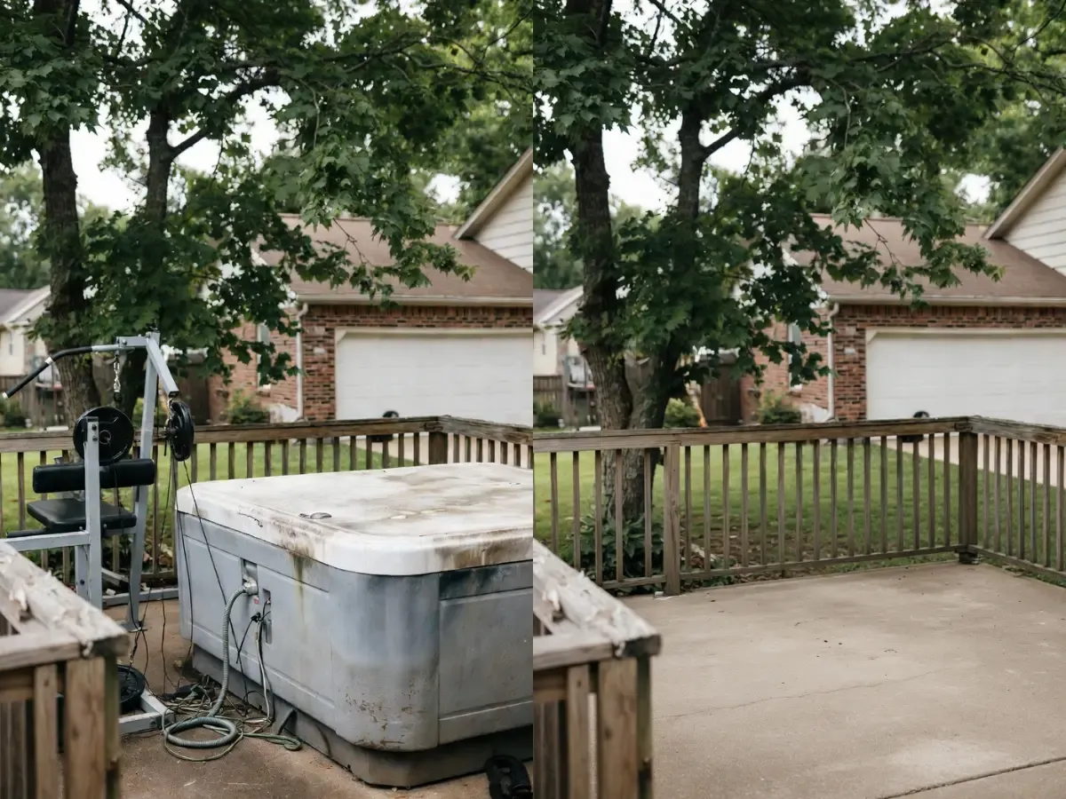 Household junk staged for a junk removal pricing estimate