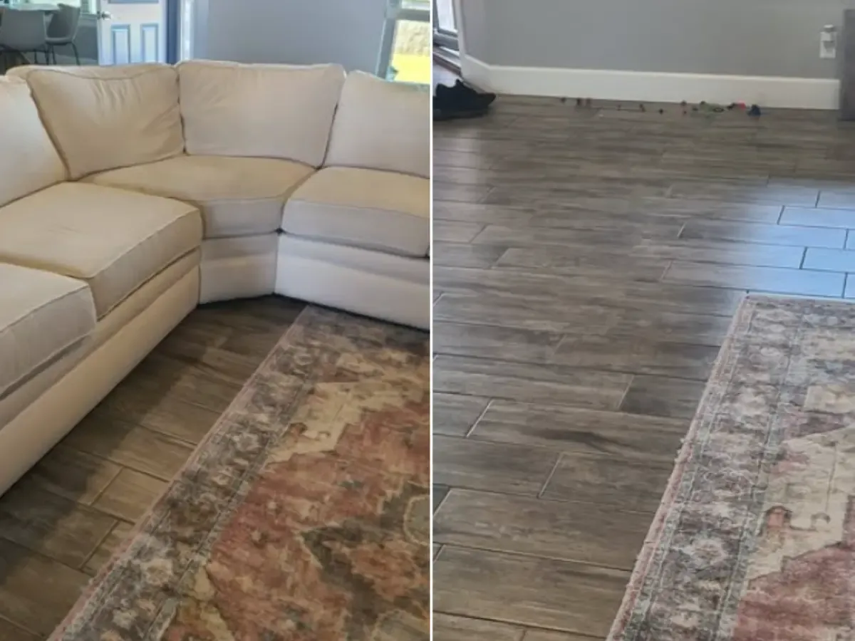 A single large item before and after a Chums Junk Removal pickup