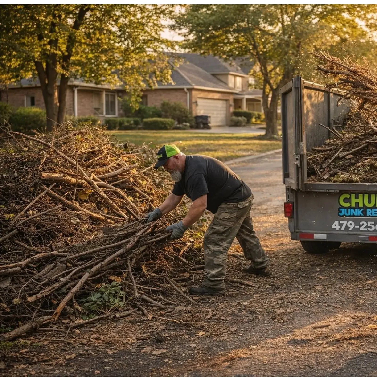 Yard debris and brush cleared by Chums Junk Removal in Northwest Arkansas